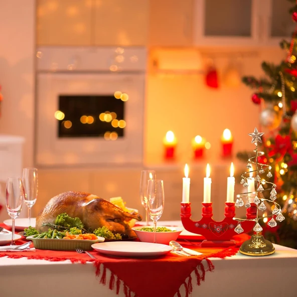 VIP KALİTE 20 CM METAL KRİSTAL SARKITLI YILBAŞI AĞACI GÜN IŞIĞI LED IŞIKLI NOEL AĞACI GOLD ÇAM AĞACI - Resim 4