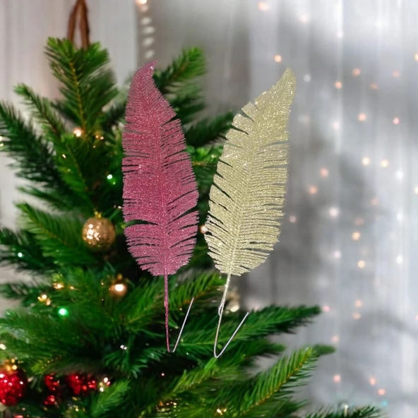 4 ADET DEKOR SİMLİ YAPRAK KIRMIZI GOLD 40 CM YAPRAK SİMLİ YILBAŞI ÇAM AĞACI YAPRAĞI NOEL SÜSLERİ ürün görseli