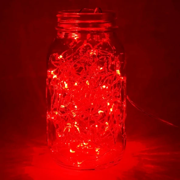 2 METRE KIRMIZI LED IŞIK KIRMIZI YILBAŞI AĞACI IŞIĞI NOEL IŞIĞI KIRMIZI PİLLİ LED IŞIK RED LED LİGHT - Resim 4