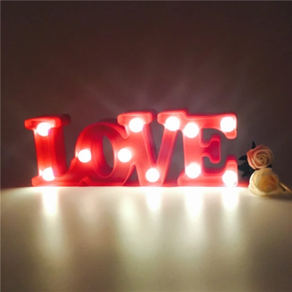 2 ADET LED IŞIKLI LOVE YAZISI GÜN IŞIĞI LED IŞIKLI DEKOR LOVE YAZI SEVGİLİLER GÜNÜNE ÖZEL SÜSLEME - 2