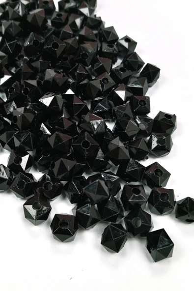 Küp Boncuk İçten Boncuklu Bileklik Çanta Boncuğu 10 mm 50 gr Siyah - BNC457 - 2