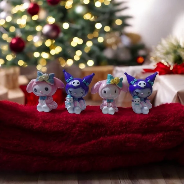 4 ADET MY MELODYKUROMİ BİBLO DEKORATİF BİBLO NOEL SÜSLERİ YILBAŞI HEDİYELERİ VİTRİN DEKOR - Resim 2