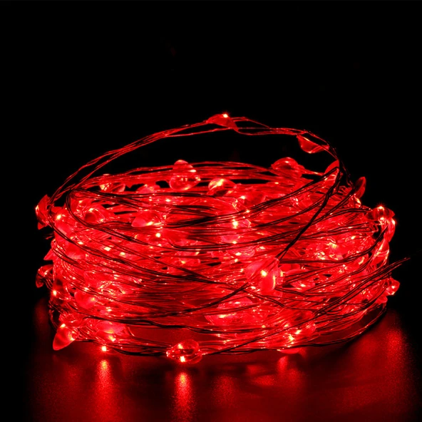 2 METRE KIRMIZI LED IŞIK KIRMIZI YILBAŞI AĞACI IŞIĞI NOEL IŞIĞI KIRMIZI PİLLİ LED IŞIK RED LED LİGHT ürün görseli