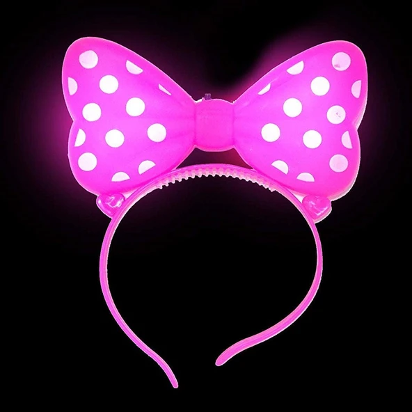 2 ADET MİNNİE MOUSE IŞIKLI TAÇ PEMBE MİKİ TAÇ PEMBE IŞIKLI TAÇ PİNK HEADBAND LED LİGHT PEMBE TAÇ