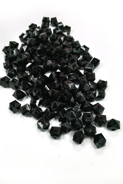 Küp Boncuk İçten Boncuklu Bileklik Çanta Boncuğu 10 mm 50 gr Siyah - BNC457