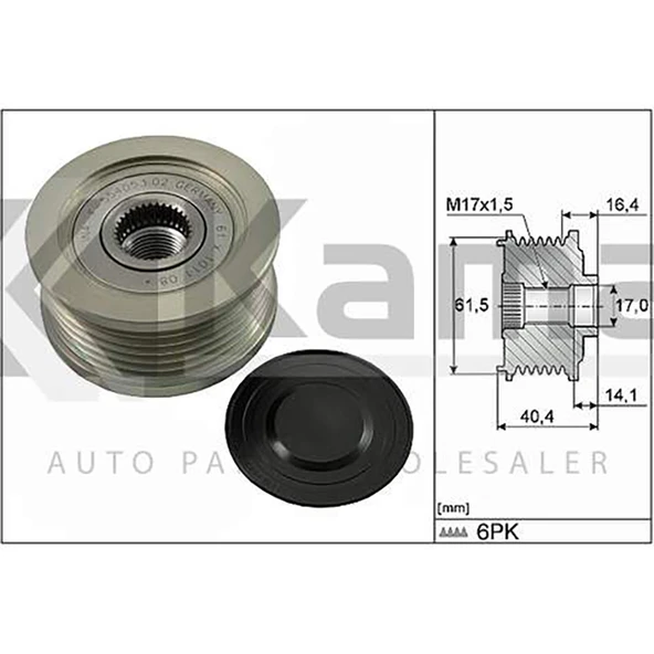 1204413 ALTERNATÖR KASNAĞI OPEL VECTRA-C (1.9CDTI) 04-07 / ZAFIRA-B (1.9CDTI) 05-07 / ASTRA-H (1.9CDTI) 04- / FIAT DOBLO-I (1.9 İTHAL