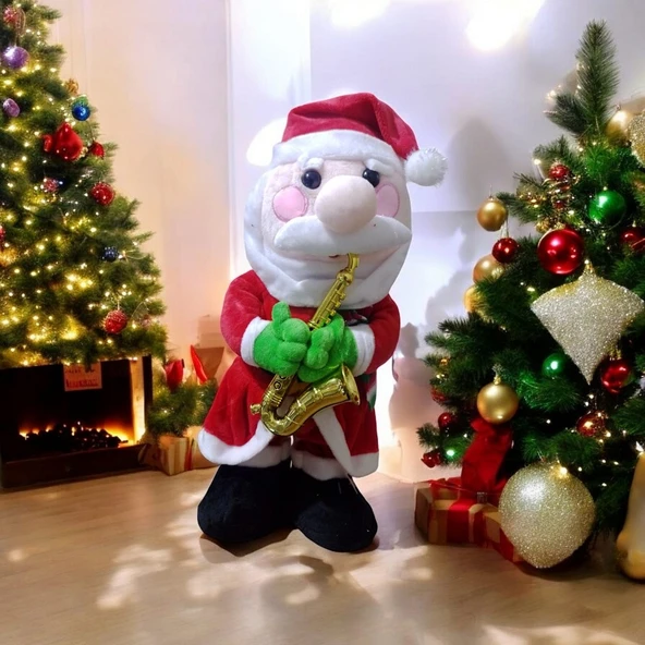 VIP KALİTE DANS EDEN SAKSAFON ÇALAN NOEL BABA MÜZİKLİ NOEL BABA NOEL BABA YILBAŞI SÜSLERİ ürün görseli