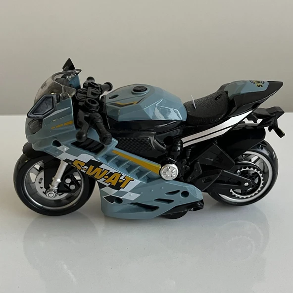 Oyuncak Motosiklet Şık Görünümlü Çek Bırak Işıklı ve Sesli Renkli 15 Cm - Mavi Su Dünyası - 2