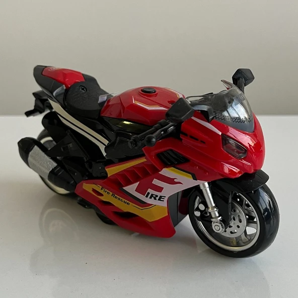 Oyuncak Motosiklet Şık Görünümlü Çek Bırak Işıklı ve Sesli Renkli 15 Cm - Mavi Su Dünyası - 9