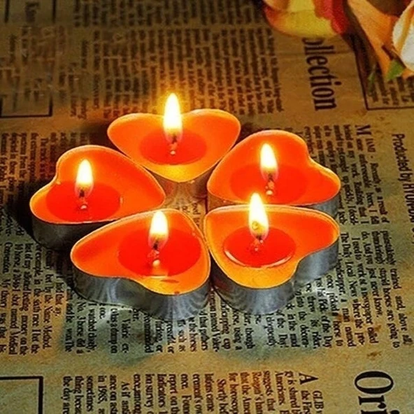 100 ADET TEA LİGHT KALPLİ MUM KIRMIZI MUM KIRMIZI TEALİGHT MUM SEVGİLİLER GÜNÜNE ÖZEL DEKOR MUM ürün görseli 1