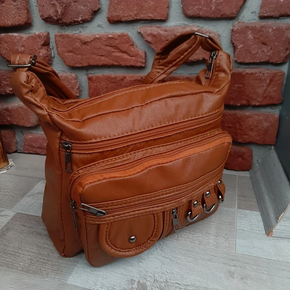 Bayan Çapraz Omuz Çantası Taba Gvn-0098 - 3