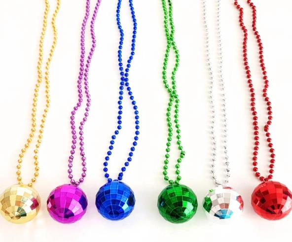 Nessiworld  70'ler 80'ler ve 90'lar Temalı Disko Topu Kolye Seti 6 Adet - 5