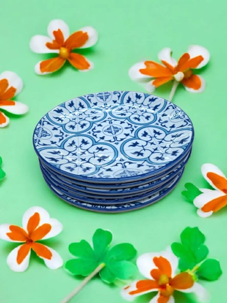 Evmutfak gural porselen 6 adet ömürlük desen 19 cm pasta tabak - 2