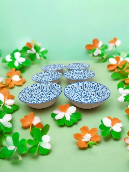 Evmutfak gural porselen blue serisi dijital ömürlük desen 6 adet kase 14 cm - 3