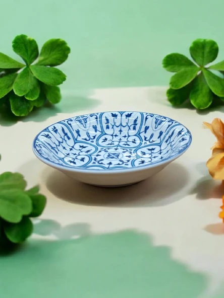 Evmutfak gural porselen blue serisi 6 adet ömürlük desen 17 cm çukur yemek tabak