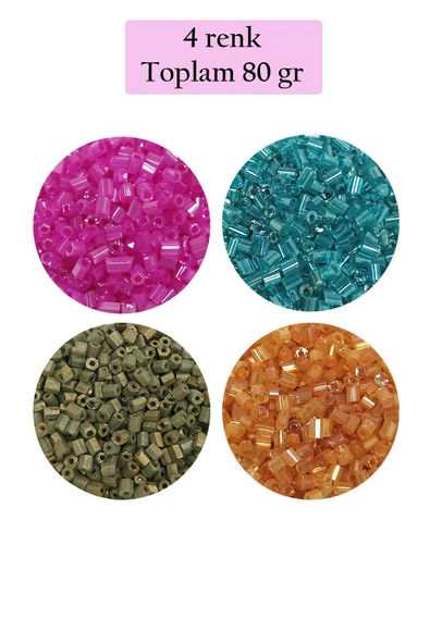 Kesme Cam Boncuk 2mm - 4 Renk - Toplam 80 Gram - BNC438 ürün görseli 1