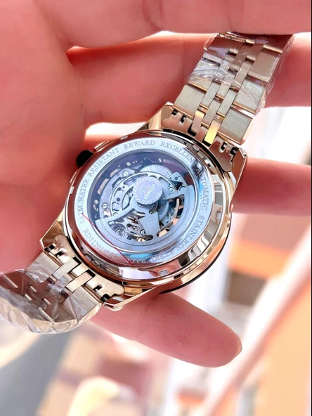 Reward Gold/Siyah Otomatik Mekanizma Çelik Kordon 5 Atm Suya Dayaknıklı Erkek Kol Saati ERW.146308 - Resim 4