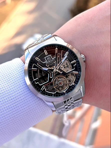 Reward Özel Tasarım Otomatik Mekanizma Çelik Kordon 5 Atm Suya Dayaknıklı Erkek Kol Saati ERW.146301 - Resim 2