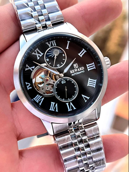 Reward Özel Tasarım Otomatik Mekanizma Çelik Kordon 5 Atm Suya Dayaknıklı Erkek Kol Saati ERW.146382 - Resim 3