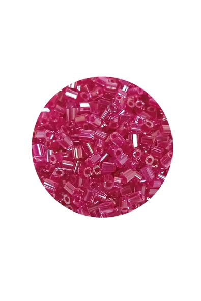 Kesme Cam Boncuk 2mm - 60 Gram - Şeffaf Koyu Pembe - BNC394 - Resim 2