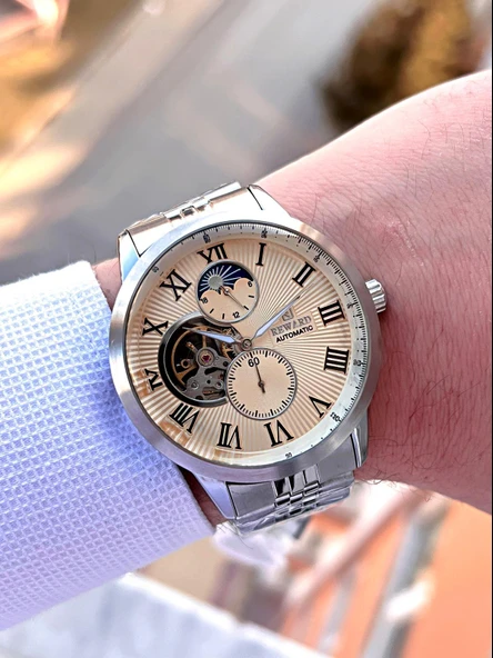 Reward Özel Tasarım Otomatik Mekanizma Çelik Kordon 5 Atm Suya Dayaknıklı Erkek Kol Saati ERW.146381 - Resim 2