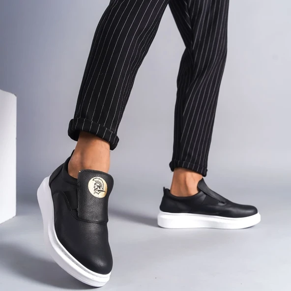 SLW Hippo Bağcıksız Cilt Erkek Günlük Sneaker Ayakkabı BT Siyah
