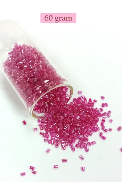 Kesme Cam Boncuk 2mm - 60 Gram - Şeffaf Koyu Pembe - BNC394 ürün görseli 1