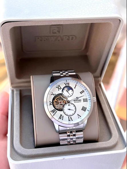 Reward Özel Tasarım Otomatik Mekanizma Çelik Kordon 5 Atm Suya Dayaknıklı Erkek Kol Saati ERW.146382 - Resim 6