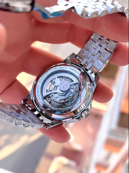 Reward Özel Tasarım Otomatik Mekanizma Çelik Kordon 5 Atm Suya Dayaknıklı Erkek Kol Saati ERW.146301 - Resim 4