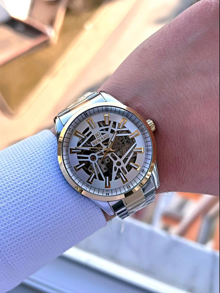 Reward Özel Tasarım Otomatik Mekanizma Çelik Kordon 5 Atm Suya Dayaknıklı Erkek Kol Saati ERW.146298 - Resim 2