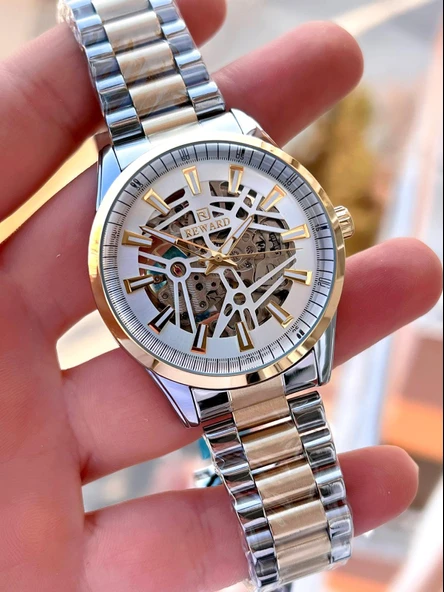 Reward Özel Tasarım Otomatik Mekanizma Çelik Kordon 5 Atm Suya Dayaknıklı Erkek Kol Saati ERW.146298 - Resim 3