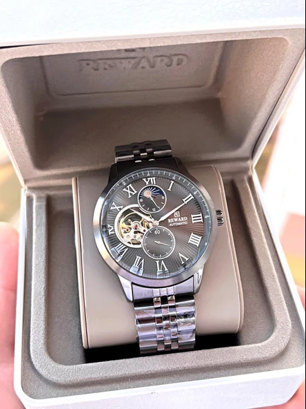 Reward Özel Tasarım Otomatik Mekanizma Çelik Kordon 5 Atm Suya Dayaknıklı Erkek Kol Saati ERW.146391 - Resim 6