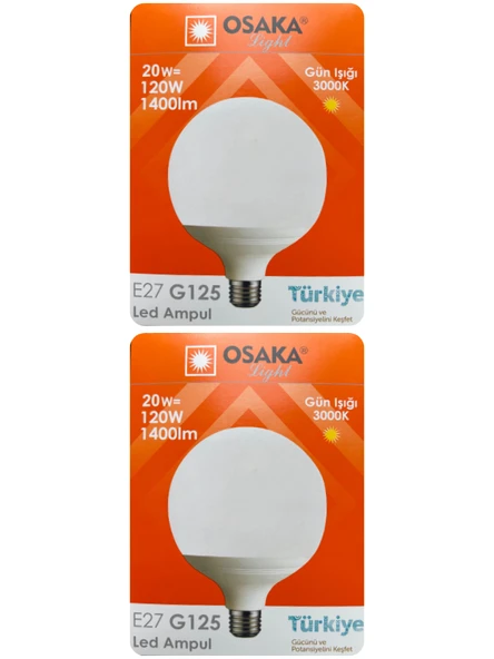 (2 Adet) 20W (120W) 3000K (Sarı Işık) E27 Duylu (Kalın Duy) Glop Led Ampul