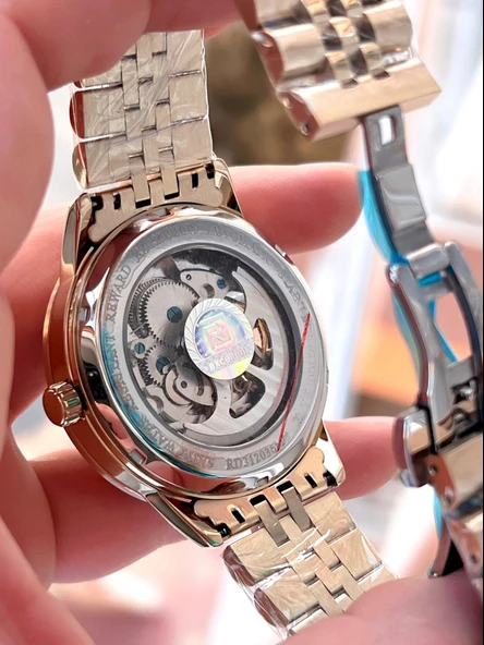 Reward Gold/Yeşil Otomatik Mekanizma Çelik Kordon 5 Atm Suya Dayaknıklı Erkek Kol Saati ERW.146388 - 4