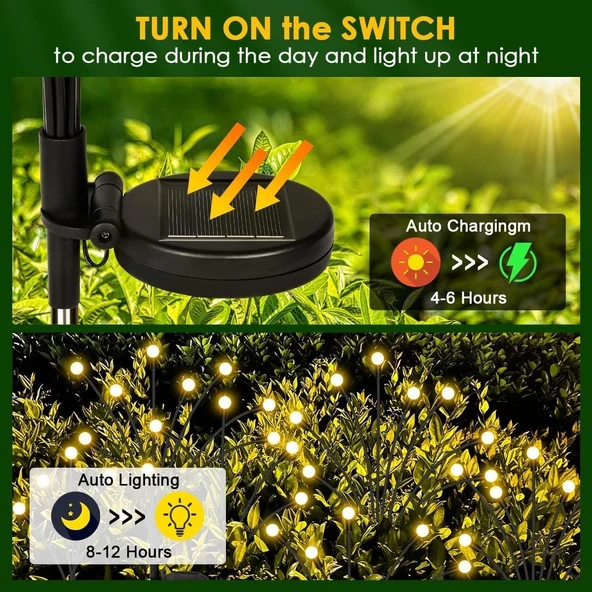 Brokoli Home Güneş Ateşböceği Işıkları, 2'li Paket 16 LED Solar Bahçe Işıkları, Güneş Enerjili Sallanan - 2