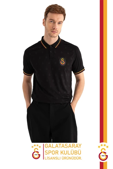 Galatasaray Orijinal Lisanslı Match Day Siyah Polo Yaka T-Shirt