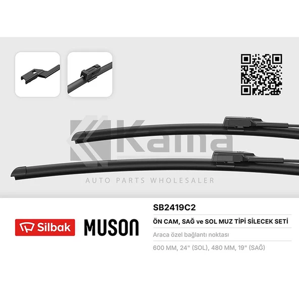3AB998002-5C7998002 SİLECEK SÜPÜRGE TAKIMI ÖN (600/480) (MUZ TİPİ) VW GOLF-6 / JETTA / PASSAT 10- İTHAL