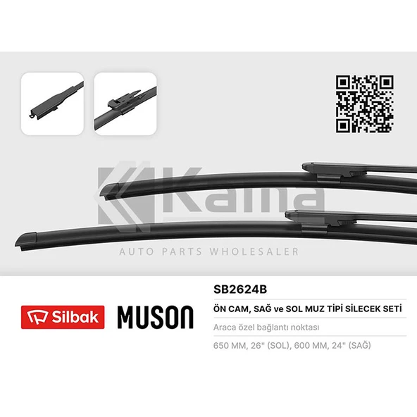 2E1998002-2E1955421A SİLECEK SÜPÜRGE TAKIMI ÖN (650/600) (MUZ TİPİ) VW CRAFTER / MERCEDES SPRINTER 06- İTHAL