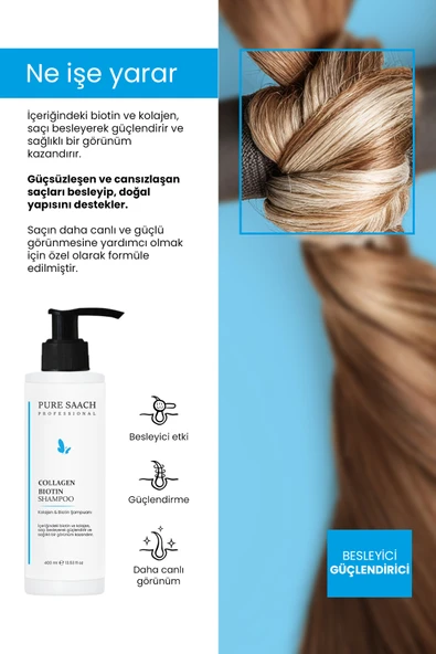 PURE SAACH PROFESSİONAL COLOGGEN&BİOTİN SHAPOO&KERATİN SAÇ BAKIM KREM - 5