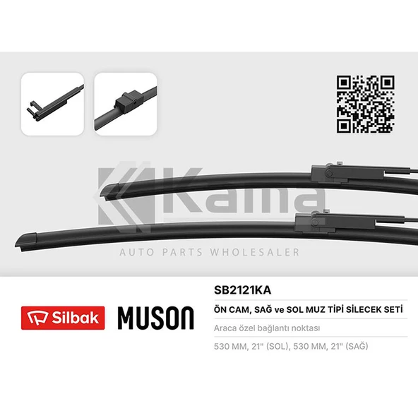 3B0998002A-3U1998001 SİLECEK SÜPÜRGE TAKIMI ÖN (530/530) (MUZ TİPİ) VW PASSAT / SKODA SUPERB 01-04 İTHAL