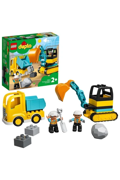 ® DUPLO® İnşaat Kamyonu ve Paletli Kazıcı 10931 - 2 Yaş ve Üzeri Eğitici Yapım Seti (20 Parça)