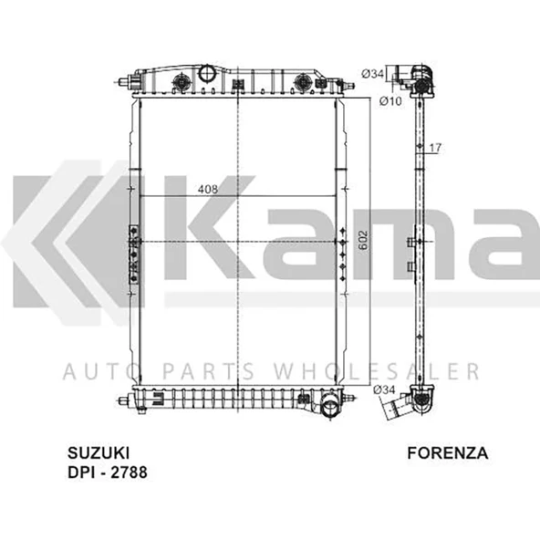 96816484 SU RADYATÖRÜ (OTOMATİK) (602x408x17) CHEVROLET KALOS T200 (1.4 16V) 03-08 / AVEO T200-T250-T255 (1.4 16V) 03-08 İTHAL - 1