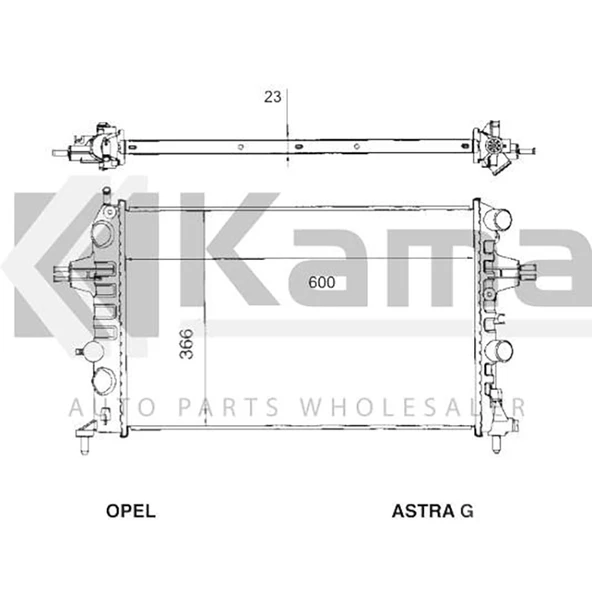1300195 SU RADYATÖRÜ (MANUEL) (600x 366x23) OPEL ASTRA-G (Z1.4XEP) 04- İTHAL