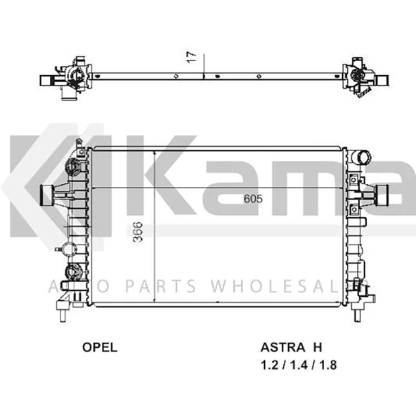 1300265 SU RADYATÖRÜ (605x366x17) OPEL ASTRA-H (Z1.4XEP) 04- İTHAL