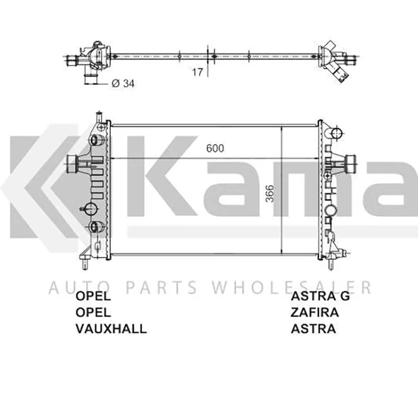 1300257ATI SU RADYATÖRÜ (OTOMATİK/KLİMALI) (600x366x17) OPEL ASTRA-G İTHAL