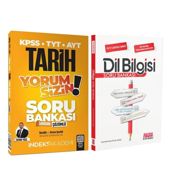 İndeks Akademi 2025 KPSS TYT AYT Tarih Yorum Sizin ve AKM Dil Bilgisi Soru Bankası Seti 2 Kitap