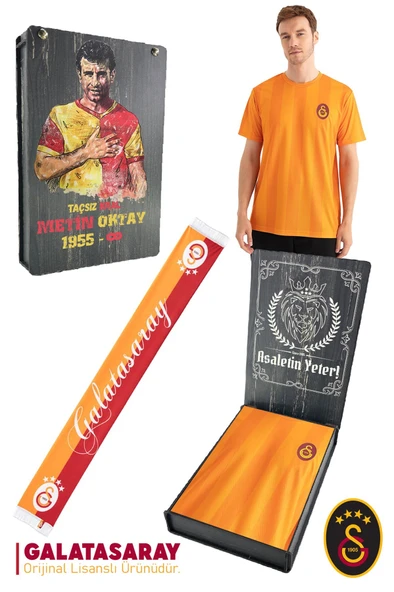 Galatasaray Orijinal Lisanslı Match Day T-Shirt + Şal Kaşkol Set Hediyelik Ahşap Kutulu ürün görseli