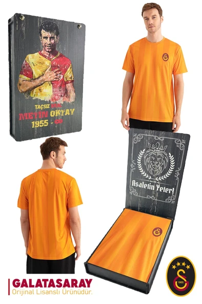 Galatasaray Orijinal Lisanslı Match Day T-Shirt Metin Oktay Baskılı Hediyelik Ahşap Kutulu