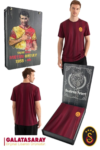 Galatasaray Orijinal Lisanslı Match Day T-Shirt Metin Oktay Baskılı Hediyelik Ahşap Kutulu - 7