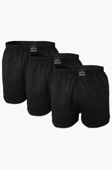 Kapbirtane Malabadi Erkek Geniş Kalıp Büyük Beden %100 Pamuk Battal Boxer 90024- 3 Adet  Siyah 6XL